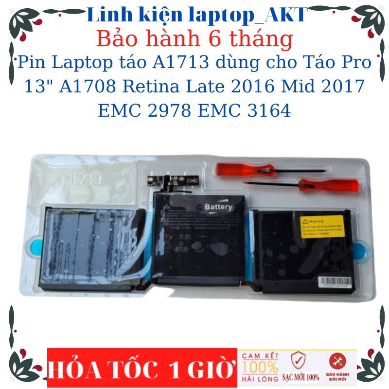 Pin Laptop táo A1713 dùng cho Táo Pro 13" A1708 Retina Late 2016 Mid 2017 EMC 2978 EMC 3164