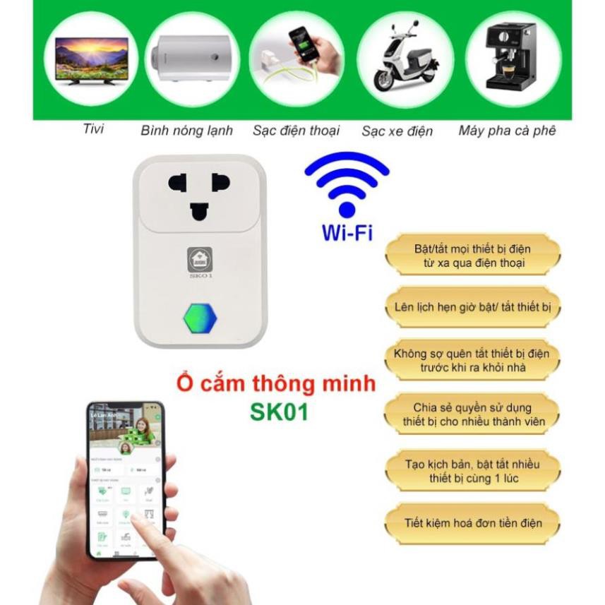 Ổ cắm thông minh Hunonic SK01. Điều khiển từ xa bằng điện thoại thông qua Wifi| Hẹn giờ tự động