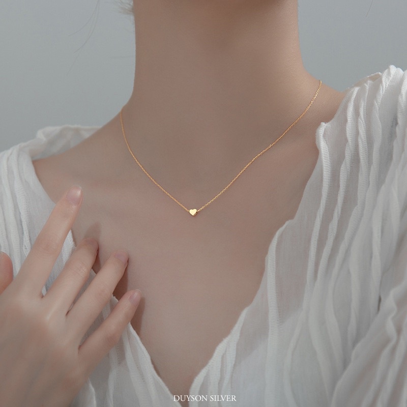 Vòng cổ nữ bạc trái tim Basic, Dây chuyền bạc nữ DUYSON SILVER mặt tim siêu nhỏ dễ thương [DCXK31]