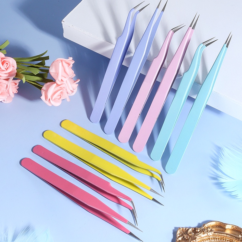Nhíp Uốn Mi Cong &amp; Thẳng Đính Đá Giả Kim Cương Chống Trượt Chất Lượng Cao Cho Gia Đình DIY