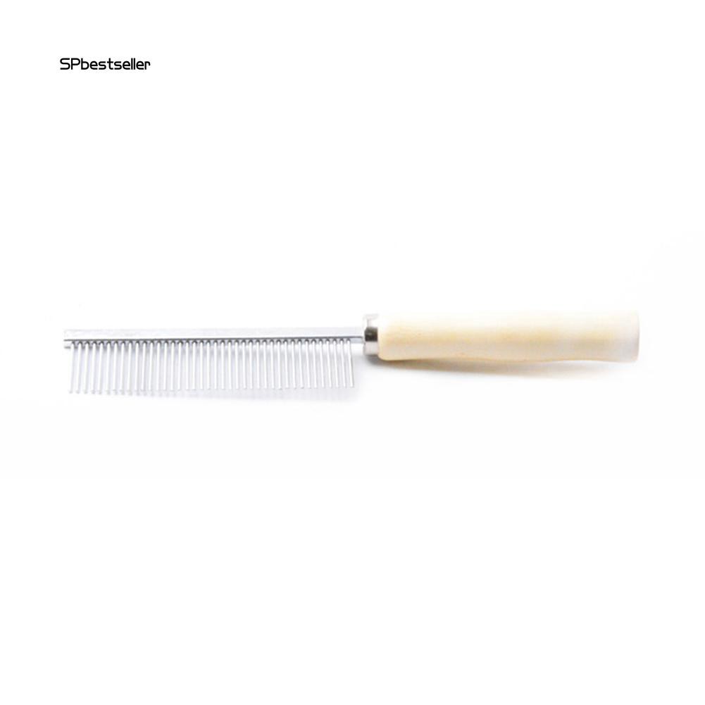 Lược chải lông cho thú cưng bằng thép không gỉ cán gỗ làm sạch răng