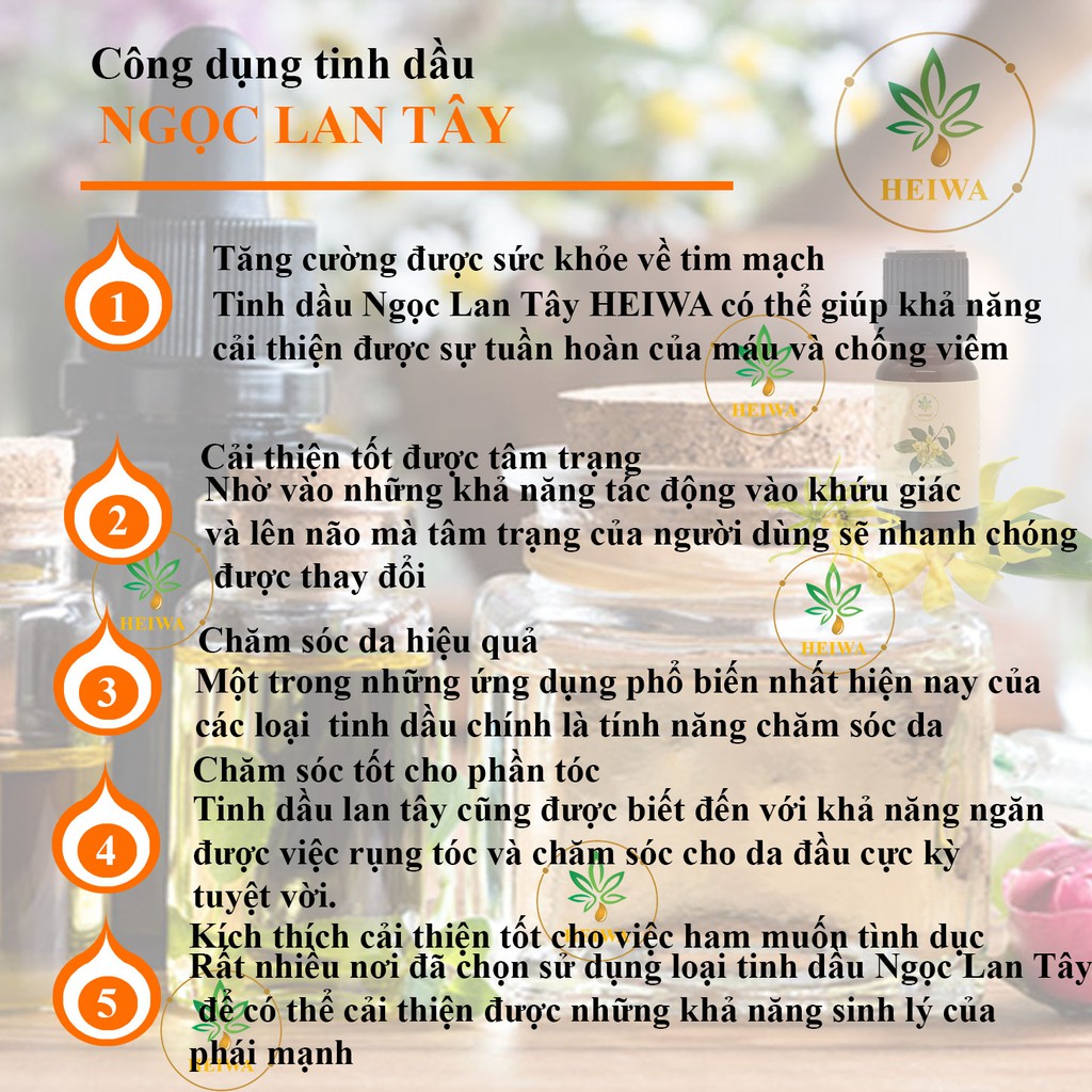 [NGỌC LAN TÂY]Tinh dầu nguyên chất nhập khẩu, có giấy kiểm định chất lượng, thơm phòng, treo xe, đuổi muỗi hiệu quả