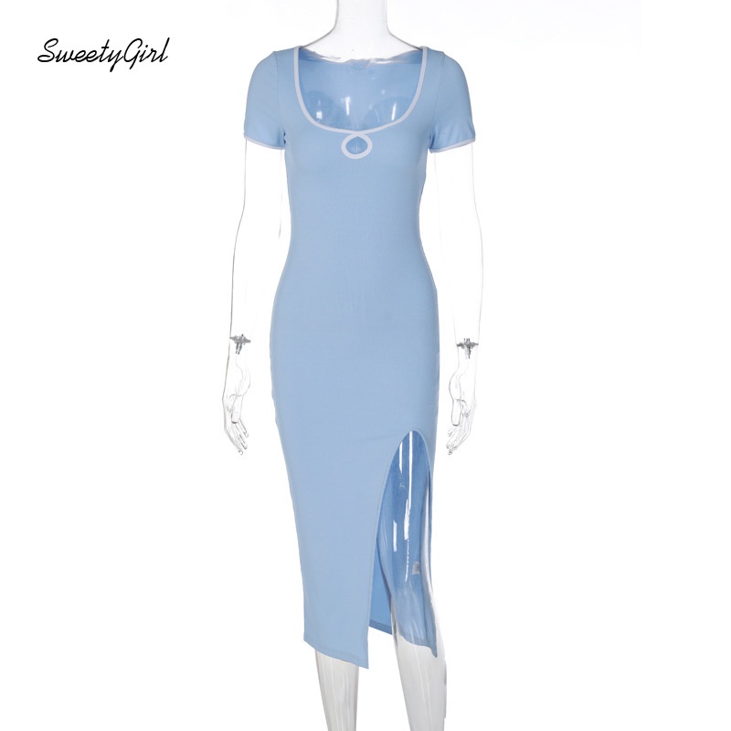 Đầm Ôm Mini Cổ Tròn Tay Ngắn 2022 Màu Sắc Tương Phản Thời Trang Quyến Rũ Cho Nữ