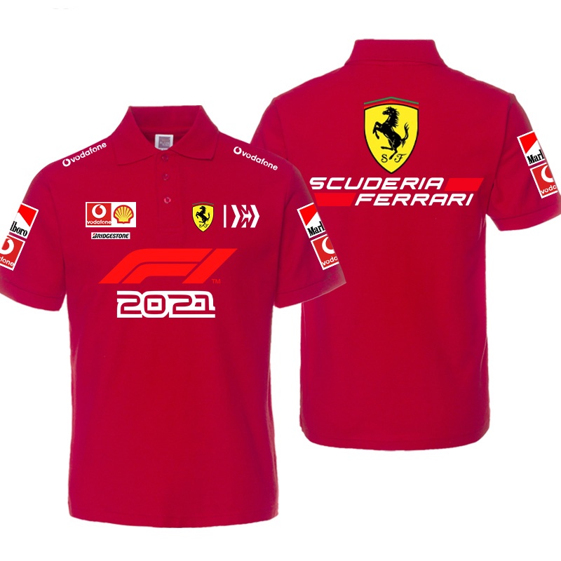 Bộ Quần Áo Đua Xe F1 2024 New F1 + Áo Thun POLO Tay Ngắn Scuderia Ferrari Team F1 Cho Nam Và Nữ