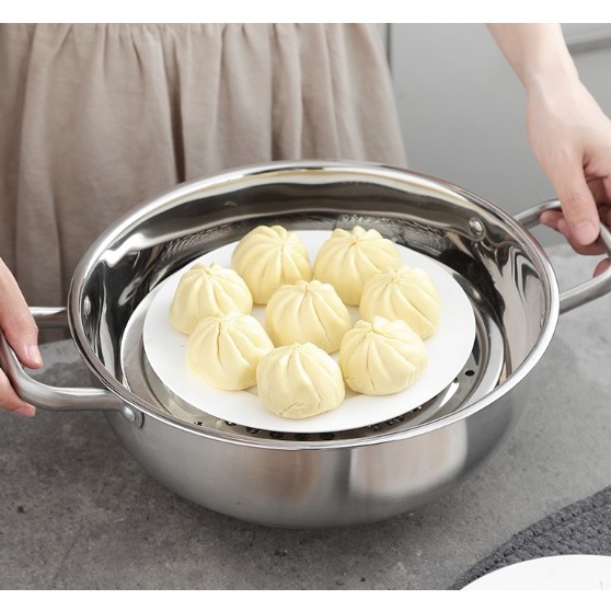 Vỉ hấp inox 304 3 chân cao 6.5cm vỉ inox ko gỉ hấp bánh bao hấp tôm cá tiện lợi size 22 24 26 cm tặng 3 chân 3.5cm