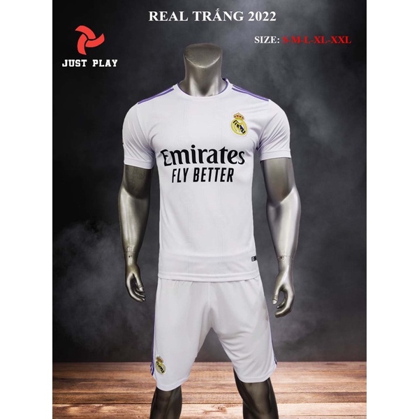 Bộ Quần Áo Bóng Đá Real Madrid Sân Nhà Màu Trắng 2022-2023