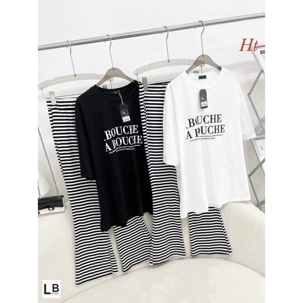 Set áo BOUCHE quần kẻ loe H2S549