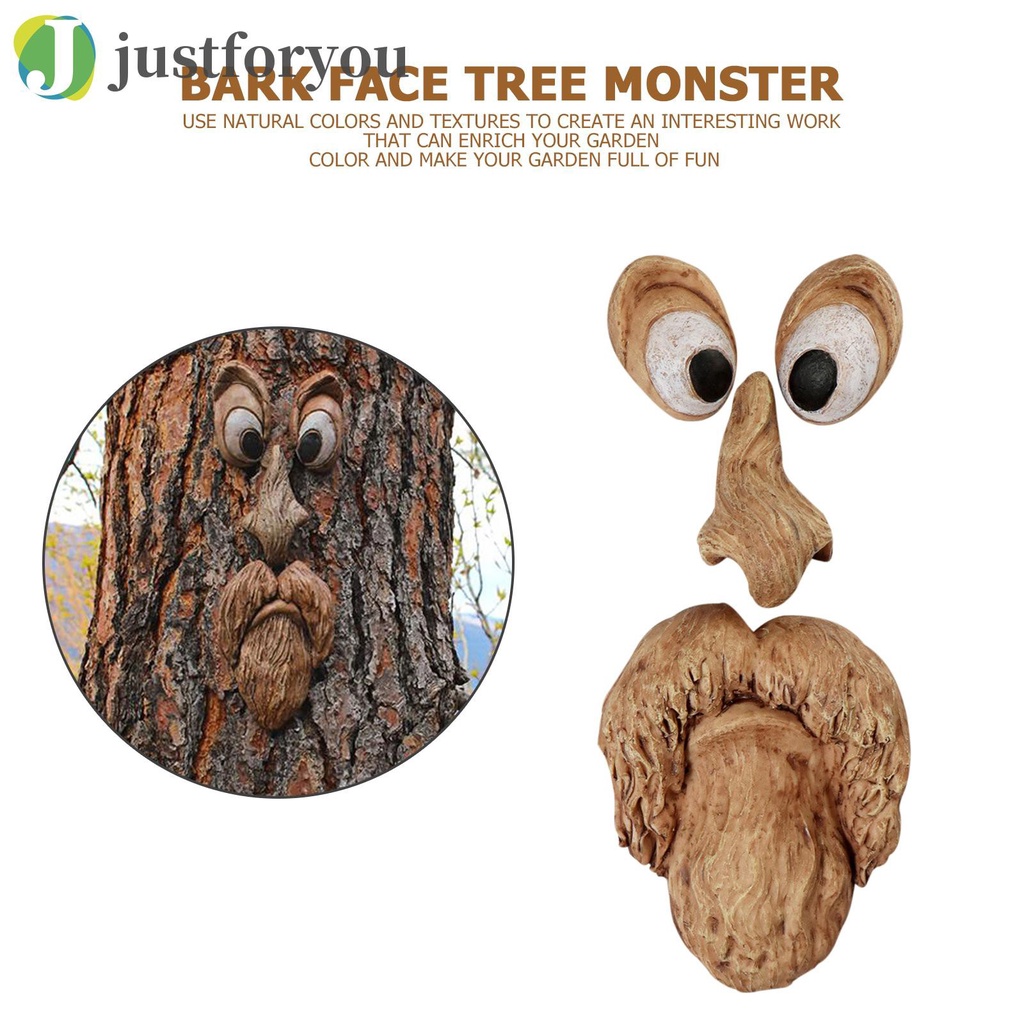 Justforyou2 Old Man Tree Face Hugger, Bark Facial Features Ornaments, Funny Art Decor