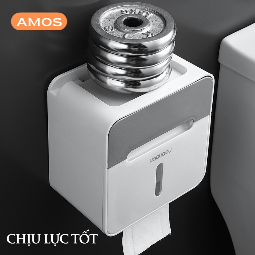 Hộp đựng giấy vệ sinh AMOS để đồ nhà tắm | Kệ để đồ nhà tắm thiết kế 2 ngăn tiện lợi tặng kèm miếng dán