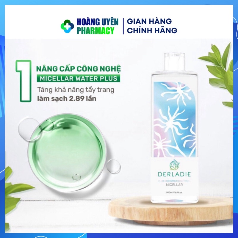 Nước Tẩy Trang Cây Phỉ Derladie Witch Hazel Cleansing Water 500ml cho da dầu mụn