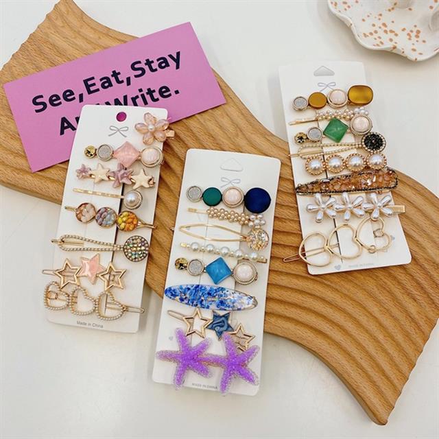 Kẹp Tóc Kim Loại Hình Sao Biển Đính Ngọc Trai Giả Phong Cách Hàn Quốc