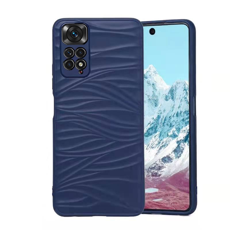 Ốp Điện Thoại Silicon Mềm Họa Tiết Kẻ Sọc Dập Nổi Màu Xanh/Xanh Lá/Đen Cho Xiaomi Redmi Note 11 / 4G 5G/Redmi Note 11S