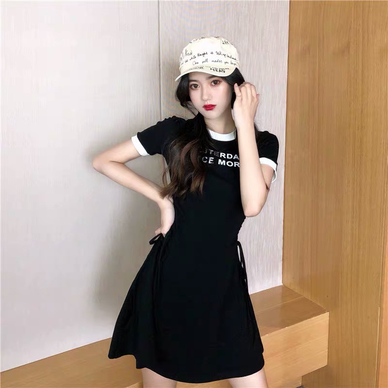 Đầm xoè tay ngắn cổ tròn viền in chữ so iu đi biển, đi chơi, dạo phố - Thời Trang VADA (Đ8) | BigBuy360 - bigbuy360.vn