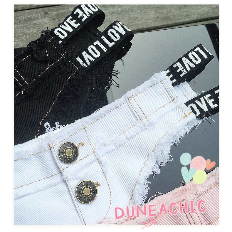 DUNEA Quần Đùi Denim In Chữ Thời Trang Gợi Cảm Cho Nữ