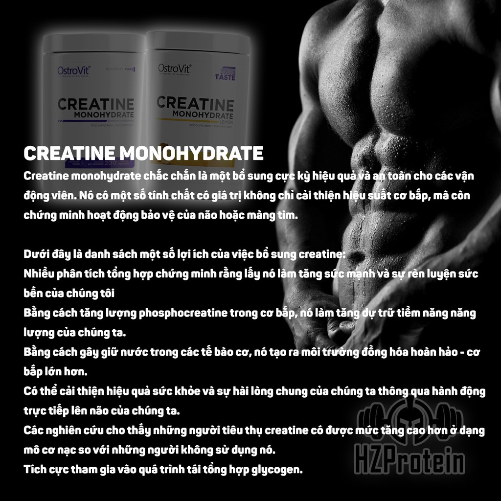 [Mã 99FMCG giảm 7% đơn 500K] CREATINE - TĂNG SỨC MẠNH CƠ BẮP, BỔ SUNG TAURINE VÀ VITAMIN B6 CỦA OSTROVIT (500g)