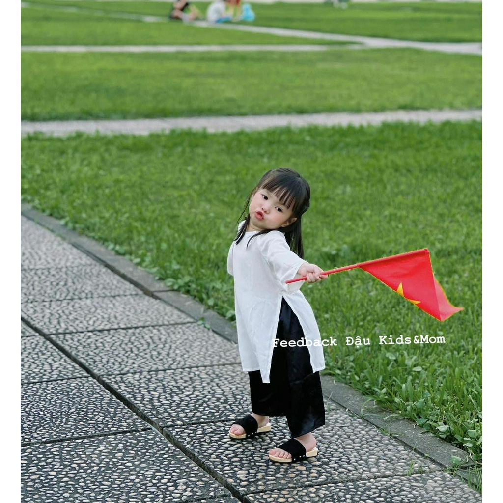 Áo Dài Trắng Chất Lụa Cho Bé Gái - Đậu Kids&Mom