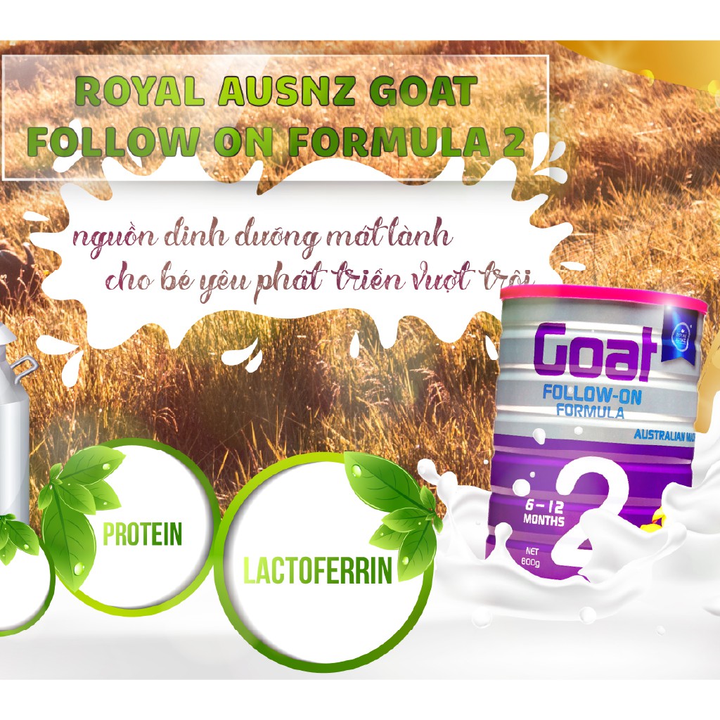 Sữa Dê Hoàng Gia Úc Goat Follow-On Formula 2 Bổ Sung Dinh Dưỡng Cho Bé ROYAL AUSNZ 800g