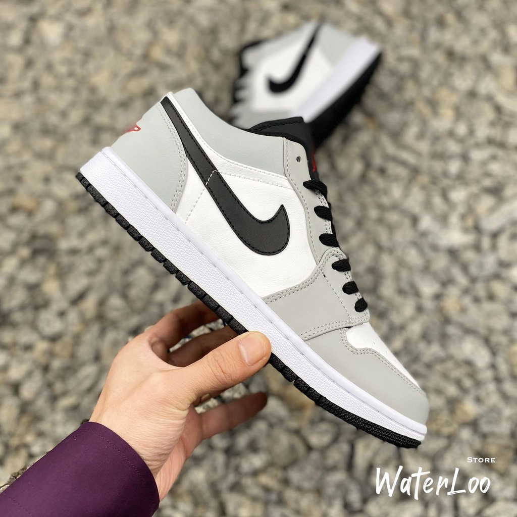 Giày Thể Thao Nam Giày Sneaker Nam Air Jordan 1 Low Light Smoke Grey Xám Trắng Cổ Thấp Waterloo Shop