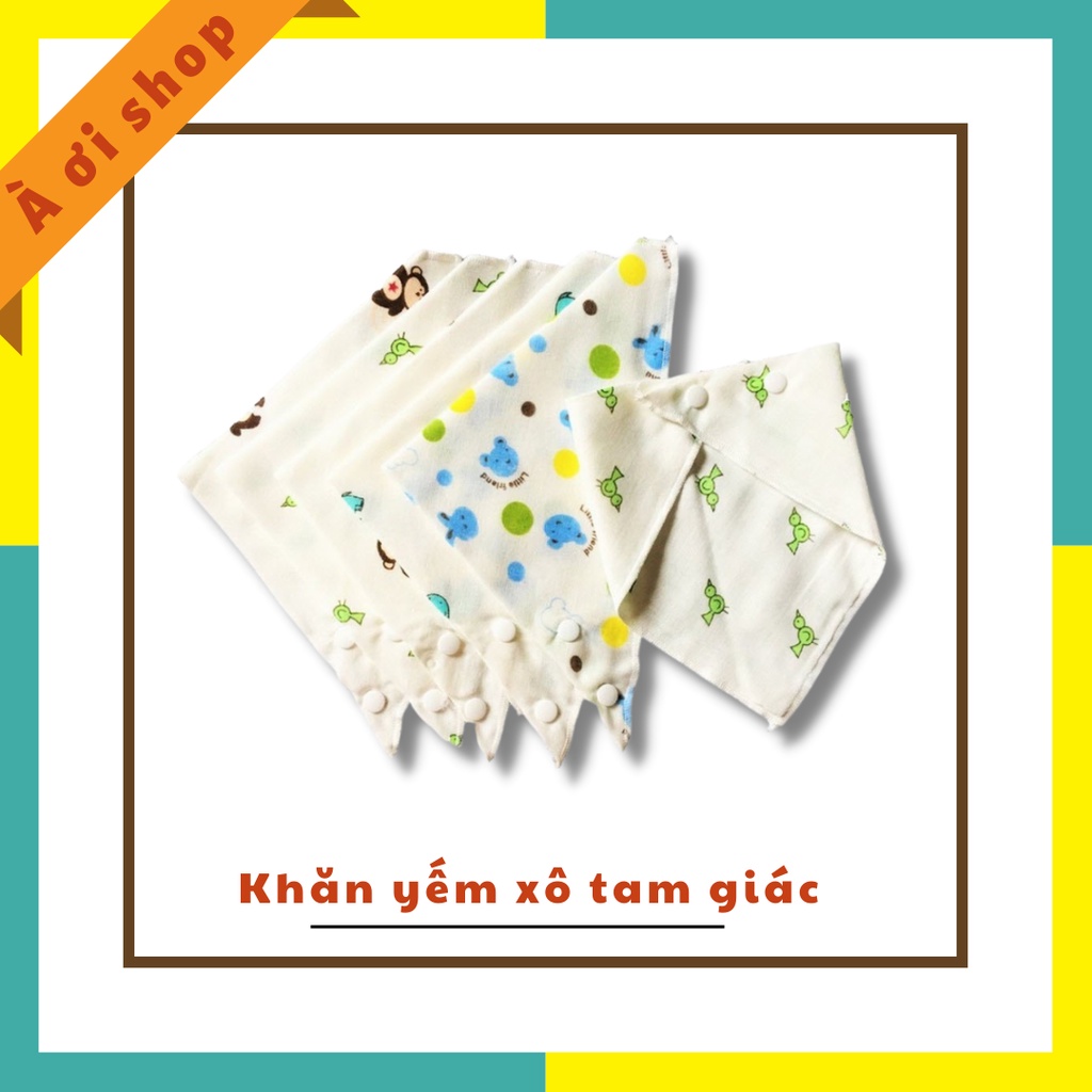 Set 10 Khăn yếm tam giác xô có cúc bấm cho bé