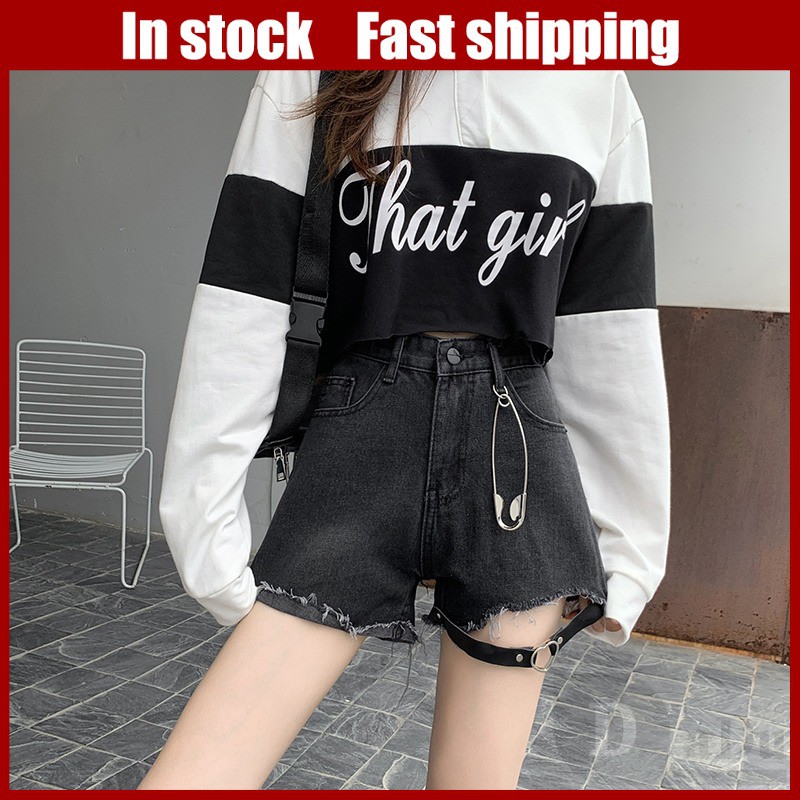 Quần short jean lưng cao phong cách Hàn Quốc thời trang cho nữ