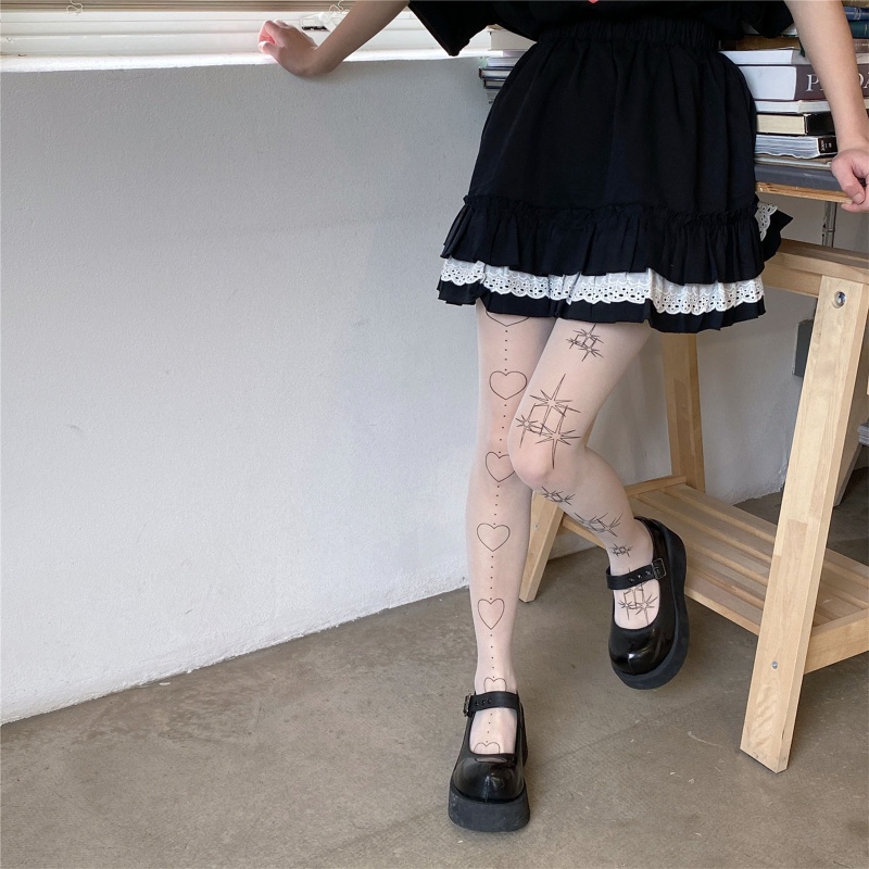 Quần Tất Mỏng Bất Đối Xứng Phong Cách Lolita Ngọt Ngào Cho Nữ