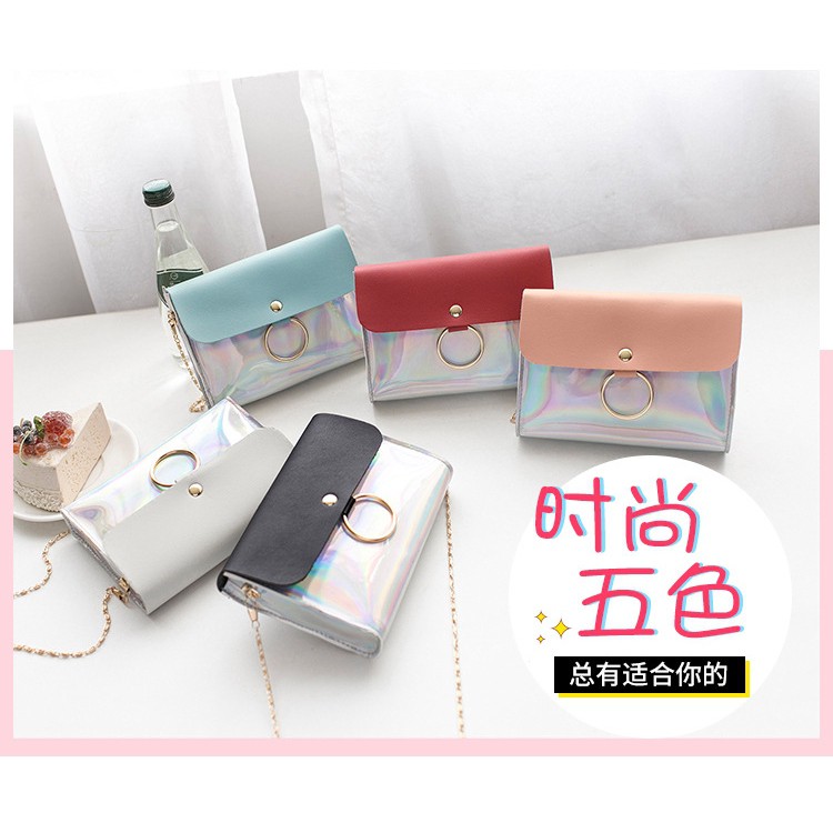 Túi đeo vai chất liệu nhựa laser