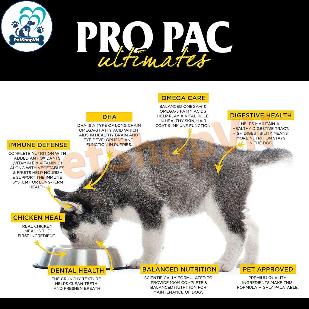 Thức Ăn Cho Chó Con Và Chó Mẹ Hạt PROPAC ULTIMATES PUPPY CHICKEN & BROWN RICE Bao 20Kg Vị Thịt Gà & Gạo Lứt