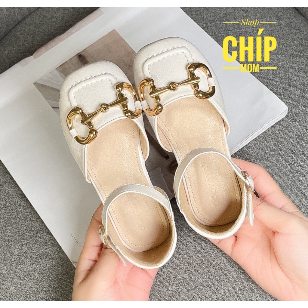 giày búp bê cho bé giày bệt bé gái có quai dán đế chống trượt da PU bóng mềm xích đẹp trung đại đi học full hộp bupbe601