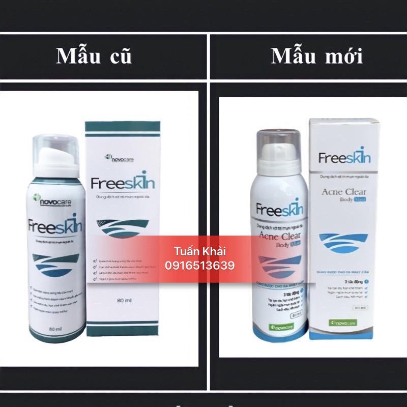 [CHÍNH HÃNG] XỊT MỤN LƯNG NGỰC VÀ GEL TẮM FREESKIN NOVOCARE - chai 80ml