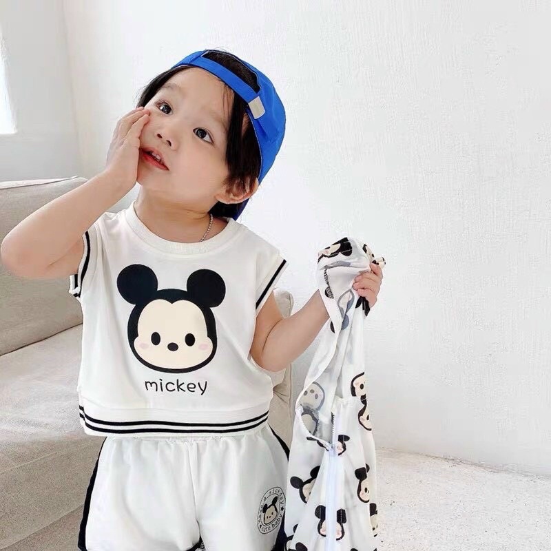 Đồ bộ 3 lỗ cho bé trai bé gái chất cotton tàu phong cách thể thao_ Bộ quần áo cho bé từ 8- 18 kg
