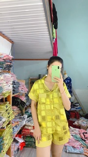 Bộ lụa satin Đùi hoạ tiết Ô