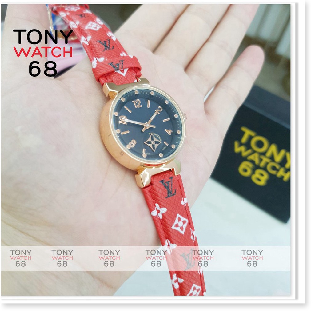 Đồng hồ nữ Louis dây da kim rốn độc đáo họa tiết logo chống nước chính hãng Tony Watch 68