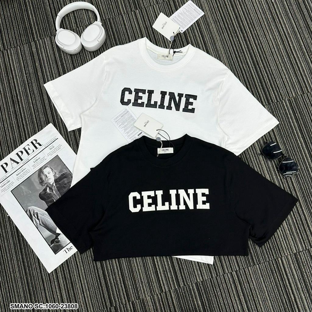 Áo Phông CELINE  phối Nam Nữ in Logo chữ Siêu Đẹp Chất Liệu Cotton Co Giãn 4 Chiều Thoáng Mát