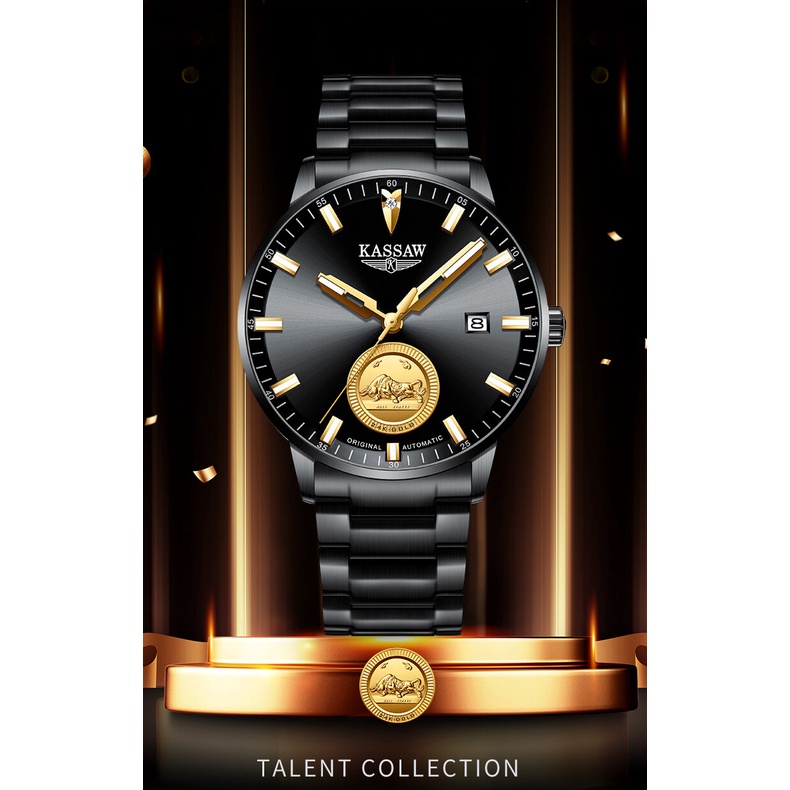 Đồng hồ nam chính hãng KASSAW K228-1 Kính sapphire ,chống xước,Chống nước ,BH 24 tháng,Máy cơ (Automatic) ,dây kim loại