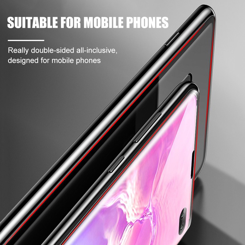 Double Side khung kim loại từ tính Vỏ điện thoại cho Samsung S10 S10e S10 Plus Mở khóa vân tay