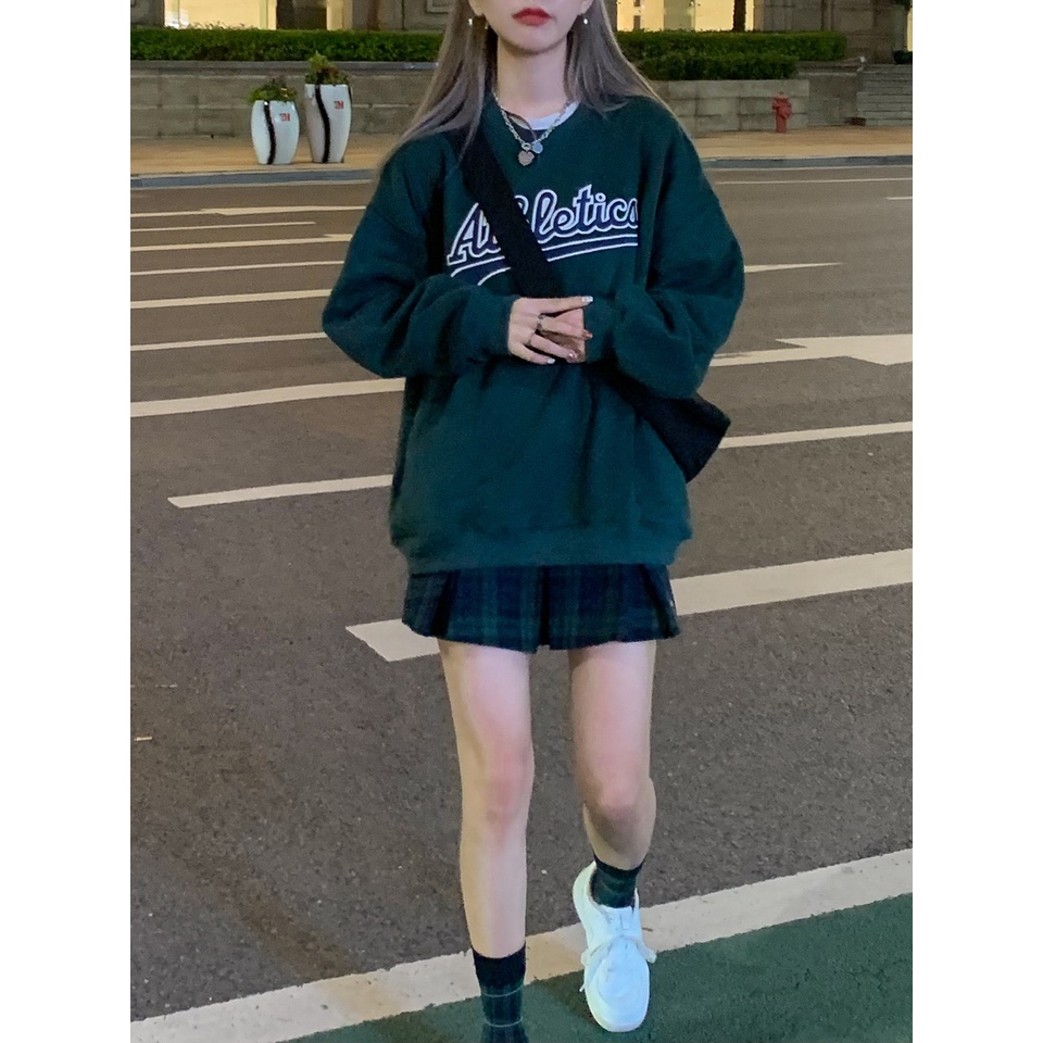 Áo sweatshirt tay dài cổ tròn in chữ thời trang