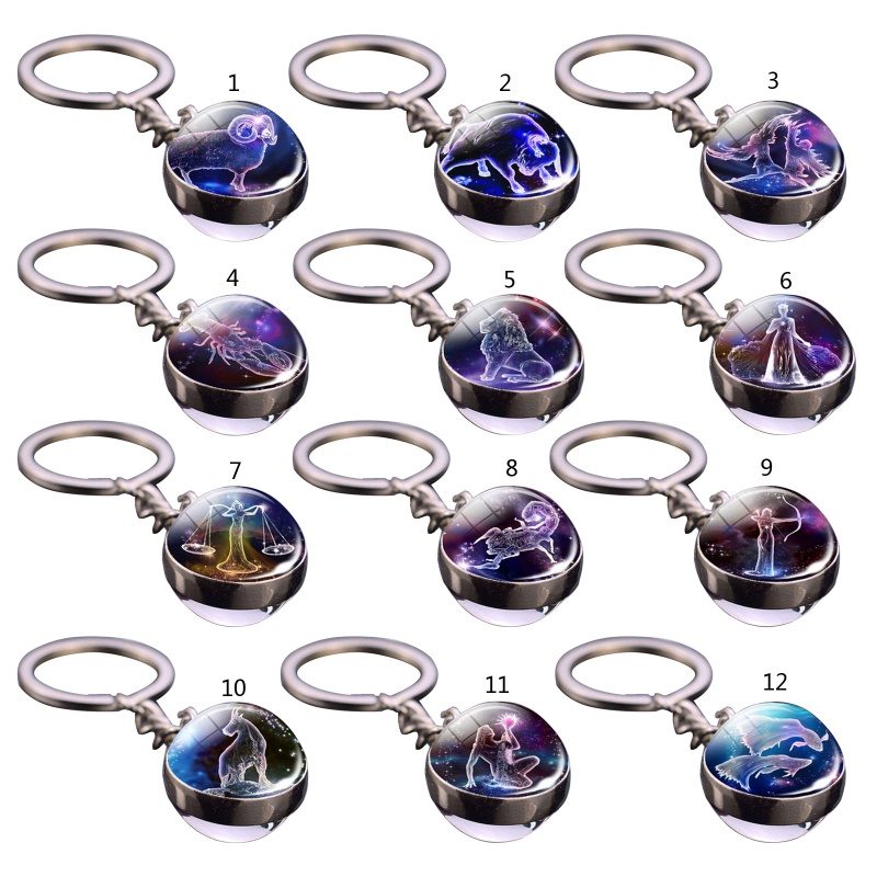 Móc Khóa Hình 12 Cung Hoàng Đạo Phát Sáng Trong Bóng Tối