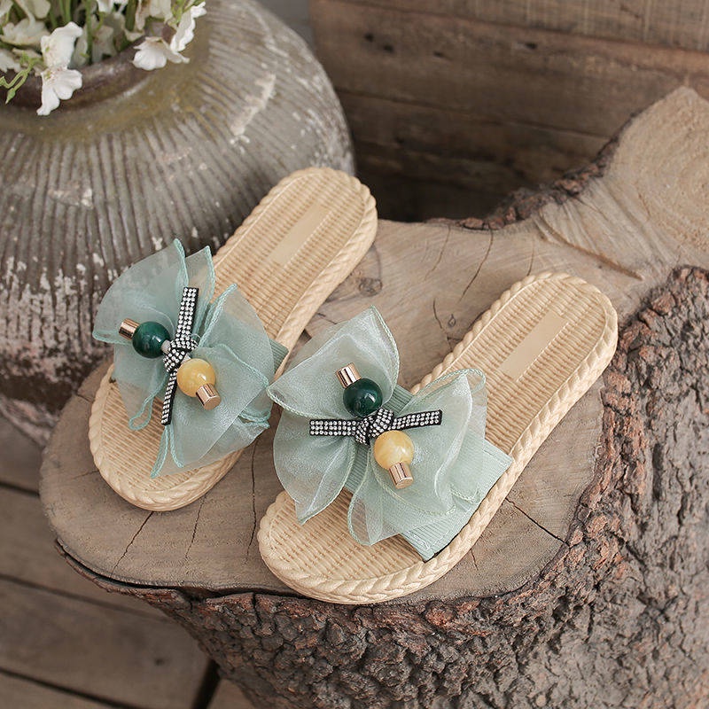 Dép lê Dép Sandal Đính Nơ Đế Mềm Chống Trượt Thời Trang Mùa Hè Xinh Xắn