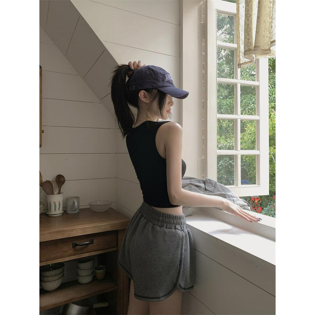 Áo Ba Lỗ Dáng Ôm Ngắn Màu Trơn Thời Trang Cho Nữ 63353