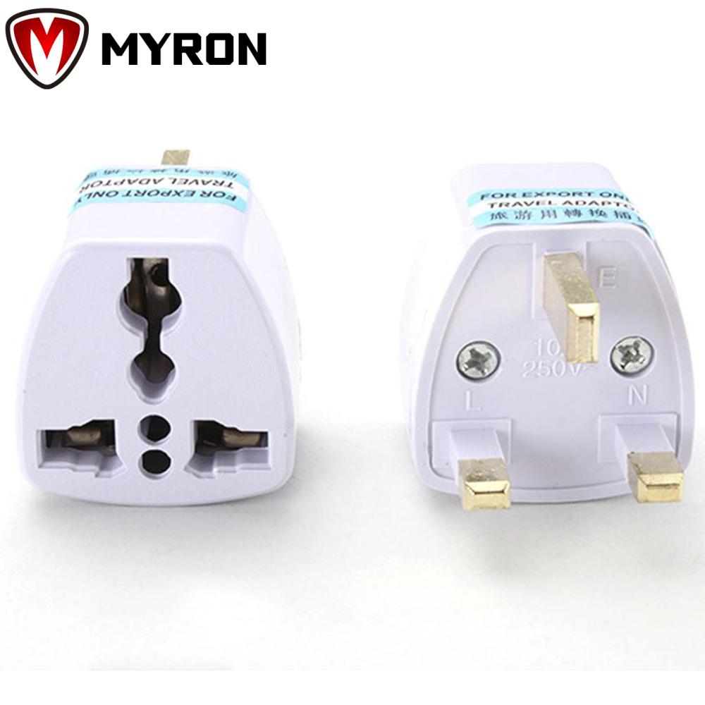 MYRON White US EU AU To UK HK Travel Socket Converter Plug Adapter Universal 3 Pin Outlet Electrical AC Power