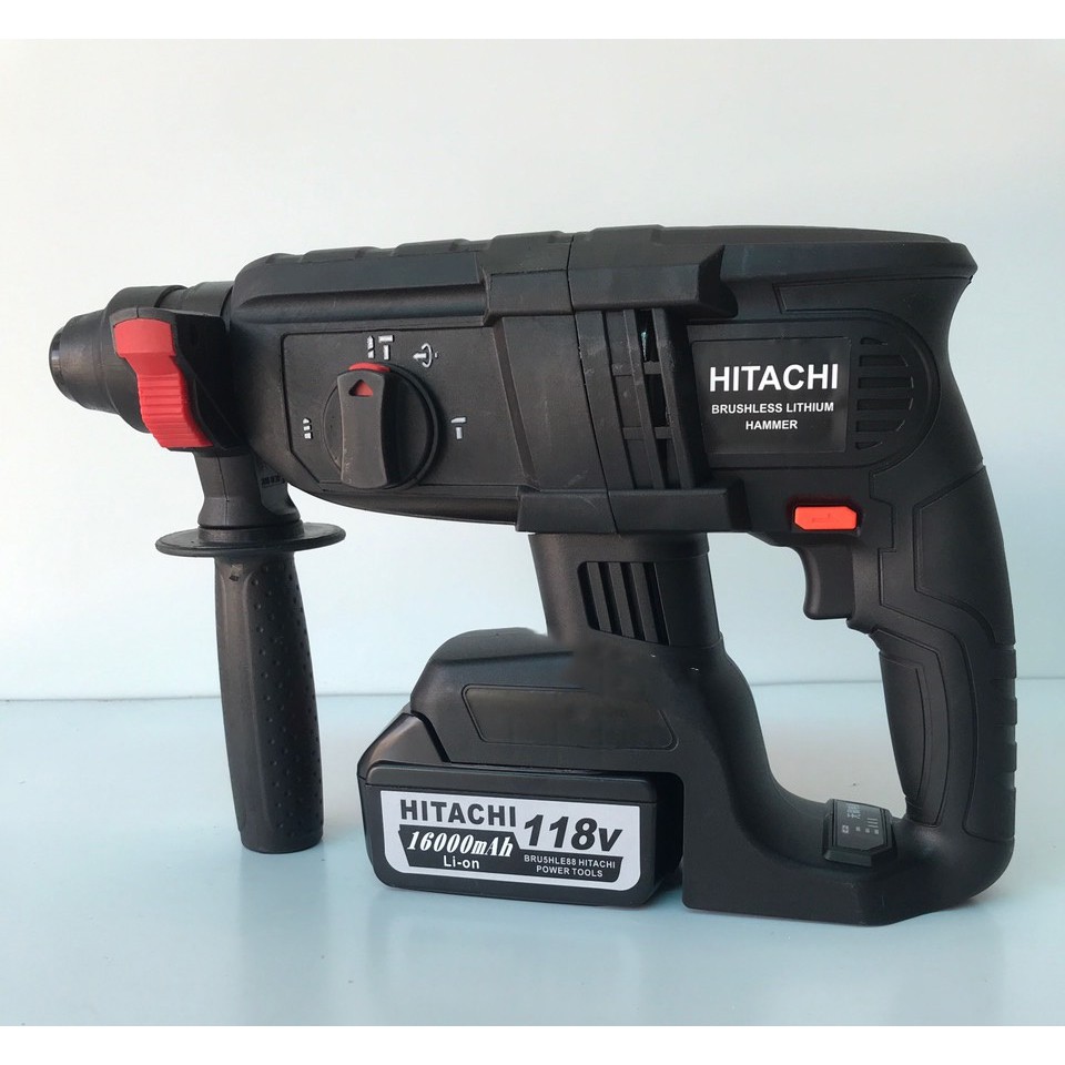 Máy khoan đục bê tông dùng pin KHÔNG CHỔI THAN Hitachi 118V - PIN KHỦNG 10CELL - KÈM 5 MŨI KHOAN VÀ ĐỤC