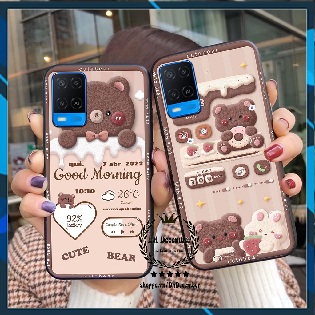 Ốp lưng Oppo A54 in hình 3D GẤU HỒNG-GẤU BE3R -XINH XẺO CỰC ĐẸP