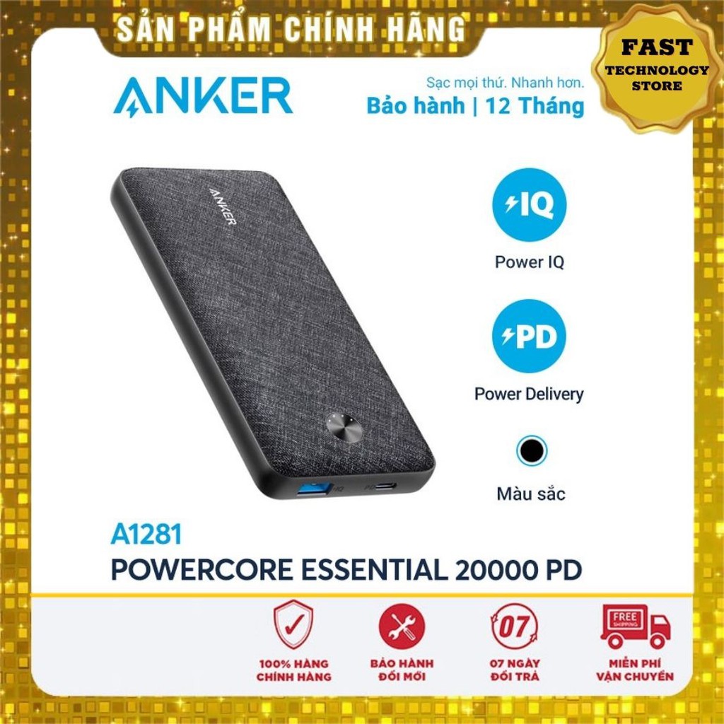 [Chính hãng New] Sạc dự phòng ANKER Metro Essential 20000 mAh PD 18w - A1281 siêu mỏng