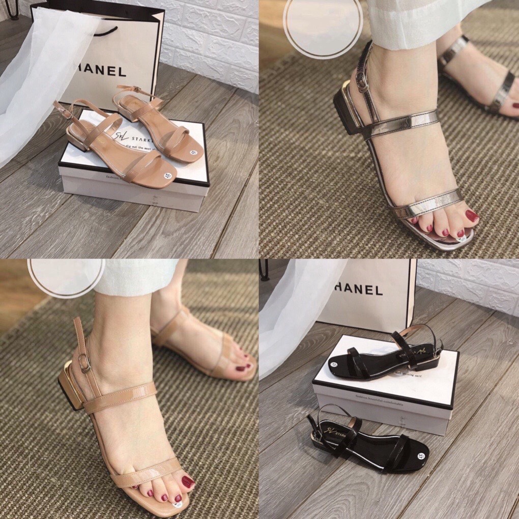 Sandal Đế 2 Phân Da Bóng 3 Màu Siêu Xinh 2020