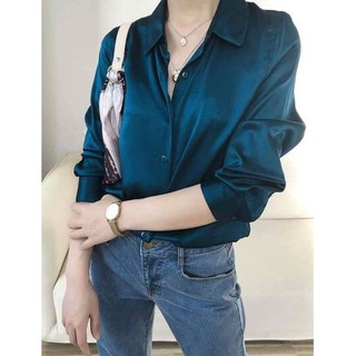 áo sơ mi nữ kiểu công sở - sơ mi lụa cổ đức dáng basic