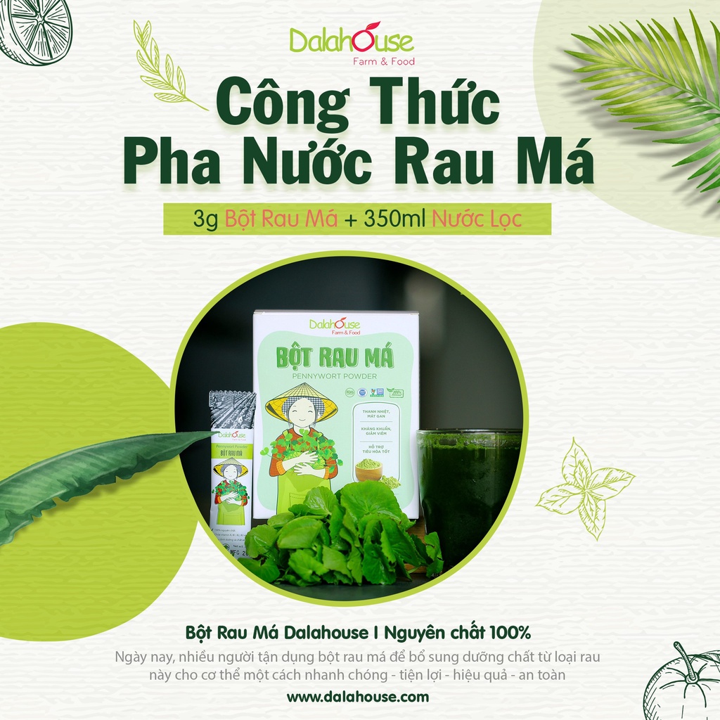 Bột rau má organic nguyên chất sấy lạnh Dalahouse 120gr mát gan giải độc, đạt tiêu chuẩn Châu Âu