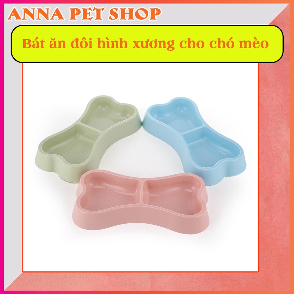 Bát ăn đôi hình xương cho chó mèo