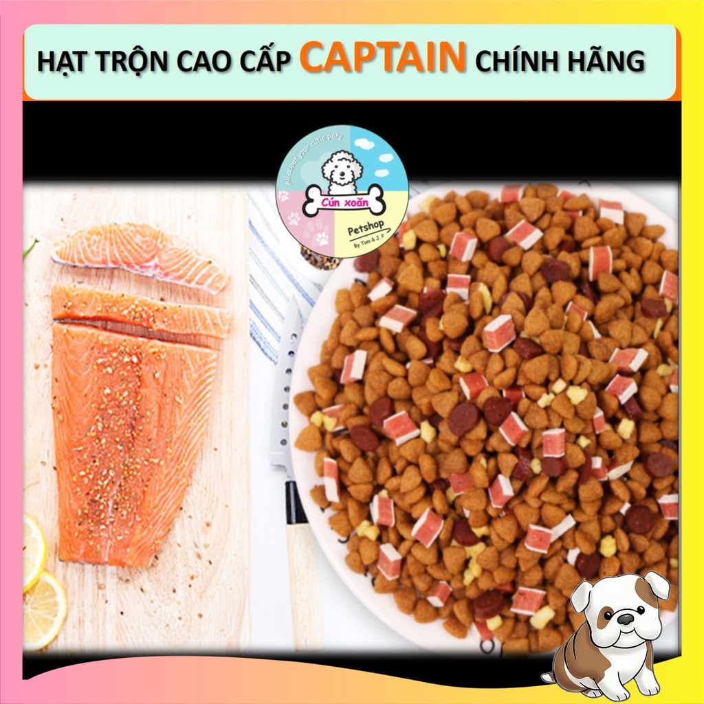 Thức ăn hạt cho chó Captain (Túi 500gr) mix thịt bò, phô mai, cá, rau củ