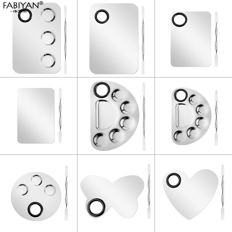 Khay pha màu trang điểm FABIYAN trộn kem nền/ phấn mắt/ son môi có que trộn