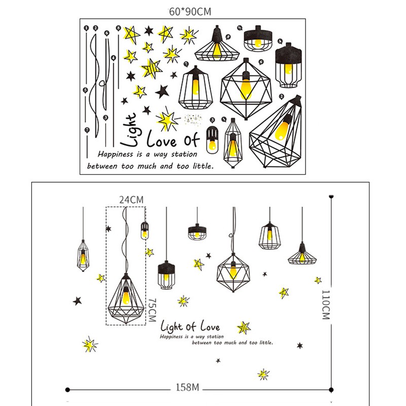 Giấy Dán Tường Phòng Khách - Đèn Chùm Light Of Love - Decal Dán Tường Hàn Quốc  Có Keo Sẵn Mã DT039- Tranh Dán Tường 3D